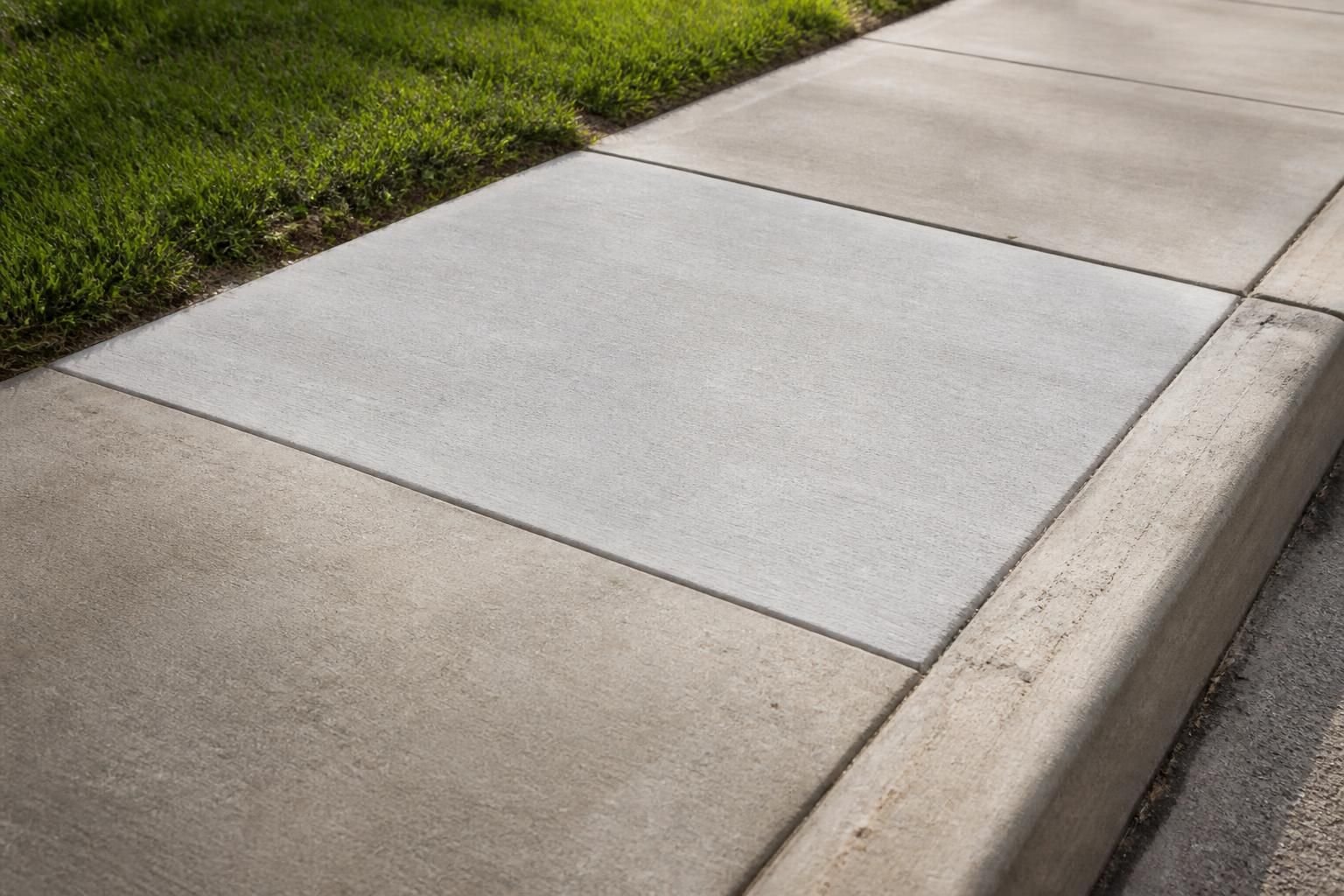 Repaired sidewalk section with clean edges and even surface.